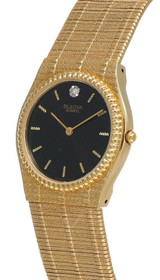 BULOVA Quartz 30 MM Black Dial Gold-Tone SS Men's Watch 92M92