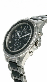 Citizen Watches CITIZEN Eco Drive Black Dial 2-Tone Ceramics Mens Watch FB1241-53E