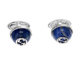 Gucci Jewelry GUCCI Interlocking G Sterling Silver Enamel Blue Cufflinks YBE64558900100U 