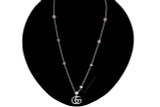 Gucci Jewelry GUCCI Sterling Silver GG Pink Gemstone Necklace YBB52739900200U 