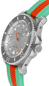 GUCCI Dive AUTO 40MM SS Silver Dial Turquoise Rubber Men's Watch YA136351 