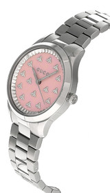 GUCCI G-Timeless 32MM Quartz SS Pink Dial Women's Watch YA1265033 