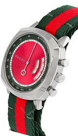 Gucci watches GUCCI Grip 40MM SS Red/Green Dial Fabric Strap Men's Watch YA157304 