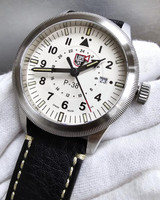 Luminox watches LUMINOX P–38 Lightning GMT Quartz 42MM Beige Dial Leather Men's Watch XA.9527 