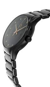 Rado watches RADO True Round Quartz 40MM 12 Diamond Black Dial Men's Watch R27056732 