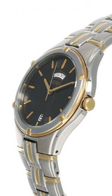 Seiko watches Seiko Black Dial 39MM Two-tone SS Men's Watch SGEE38