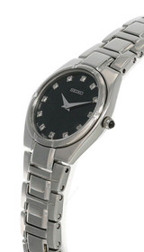 Seiko watches Seiko Black Dial Silver Stainless Steel Women's Watch SUJE25