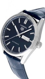 TAG HEUER Carrera Day-Date AUTO 41MM Blue Leather Men's Watch WBN2012.FC6502